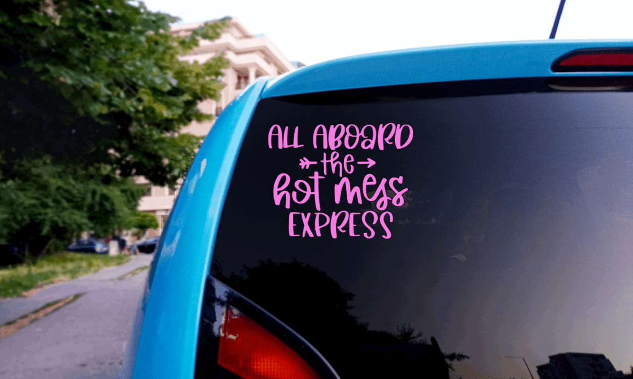 Purple LadyBug Decor Decal All Aboard the Hot Mess Express Truck Sticker