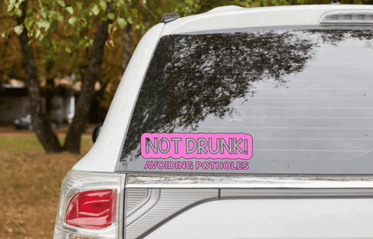 Purple LadyBug Decor Decal Not Drunk Avoiding Potholes Car Sticker
