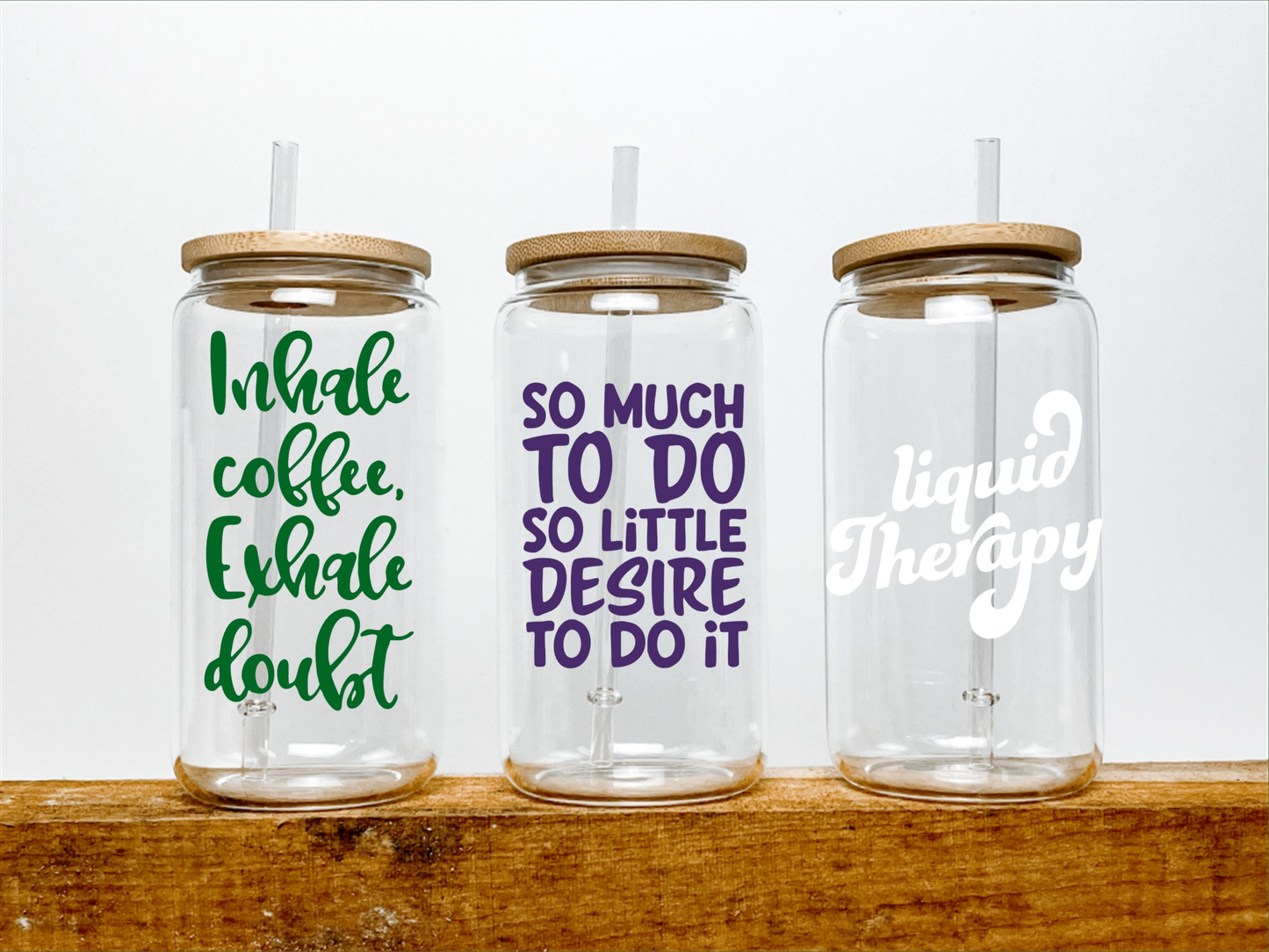 Purple LadyBug Decor Glasses Cute Motivational Glass Cup with Bamboo Lid and Straw
