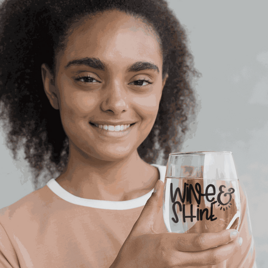 Purple LadyBug Decor Glasses Wine & Shine Stemless Wine Glass