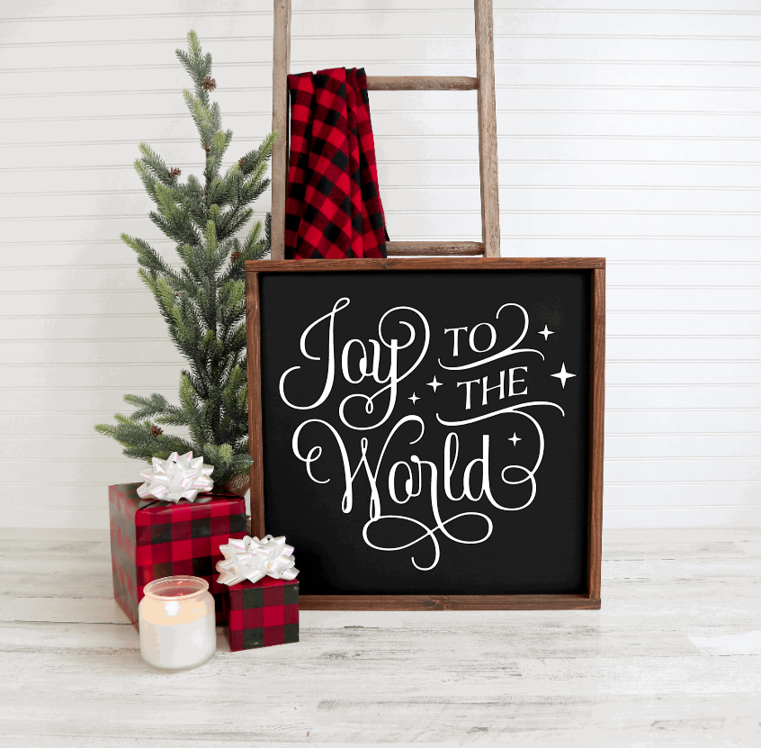 joy to the world christmas wood sign