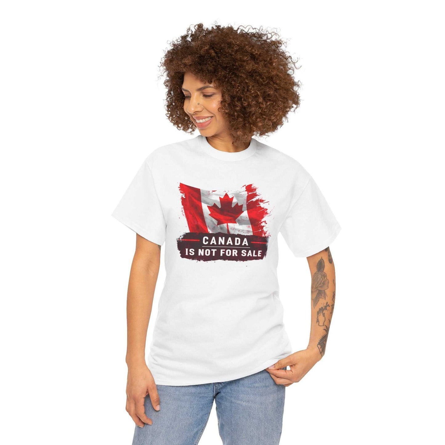 Canada Is Not For Sale T-shirt featuring distressed Canadian flag design.