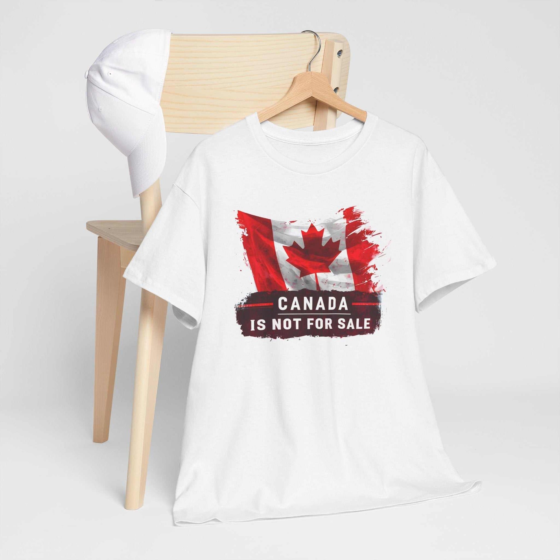 Patriotic Canadian flag t-shirt with "Canada Is Not For Sale" text in distressed design.