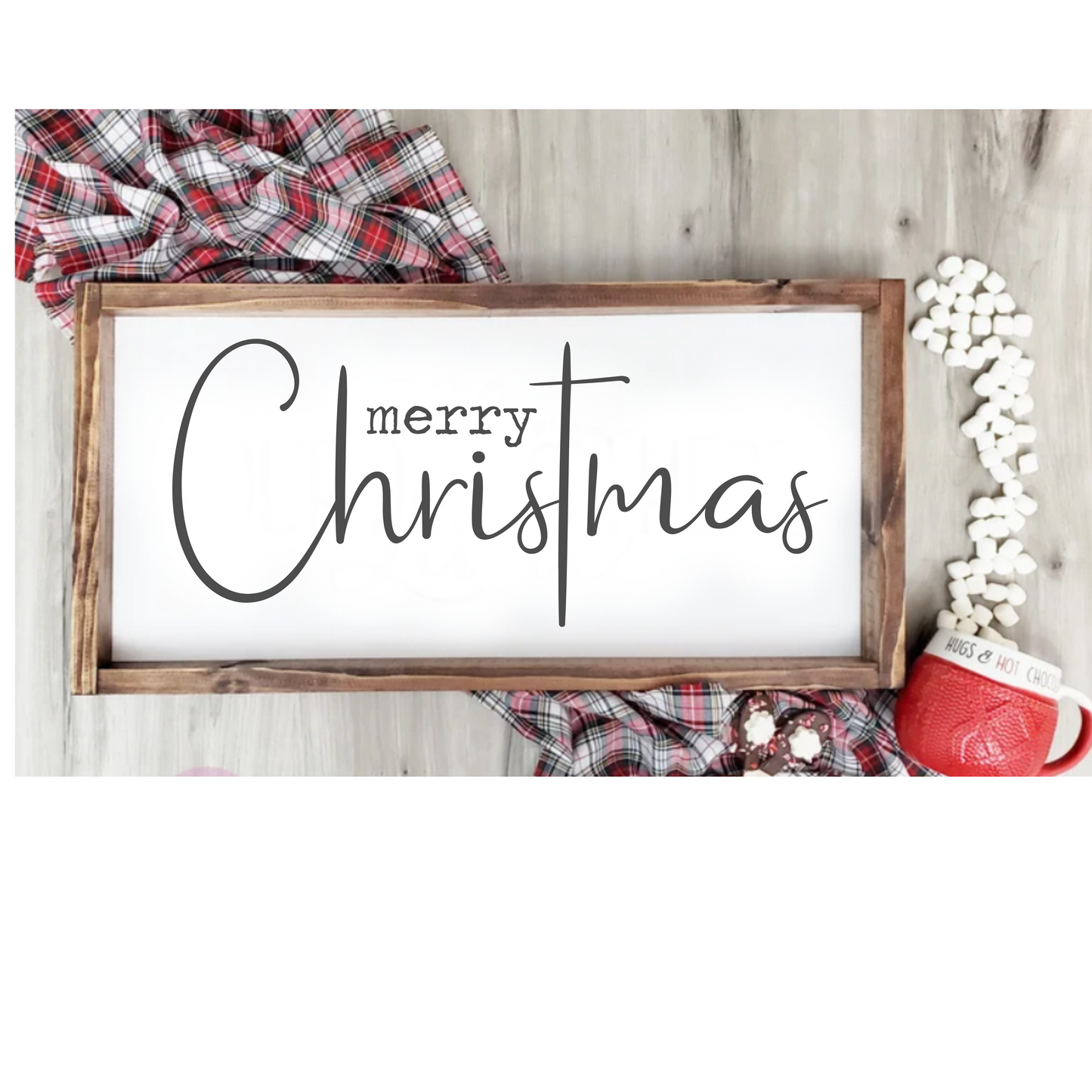 Merry Christmas with Cross Wood Sign | Handmade Wood Sign