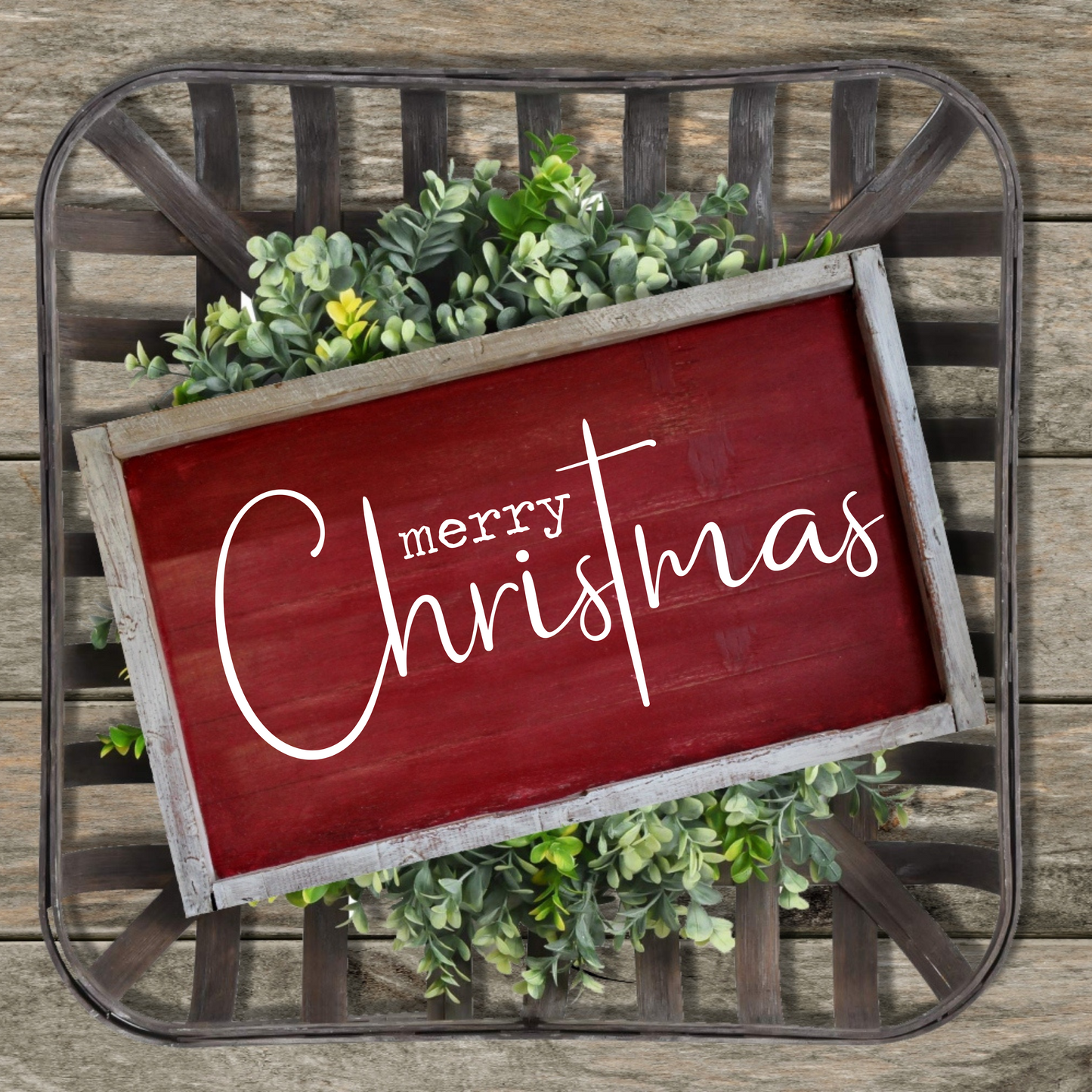 Merry Christmas with Cross Wood Sign | Handmade Wood Sign