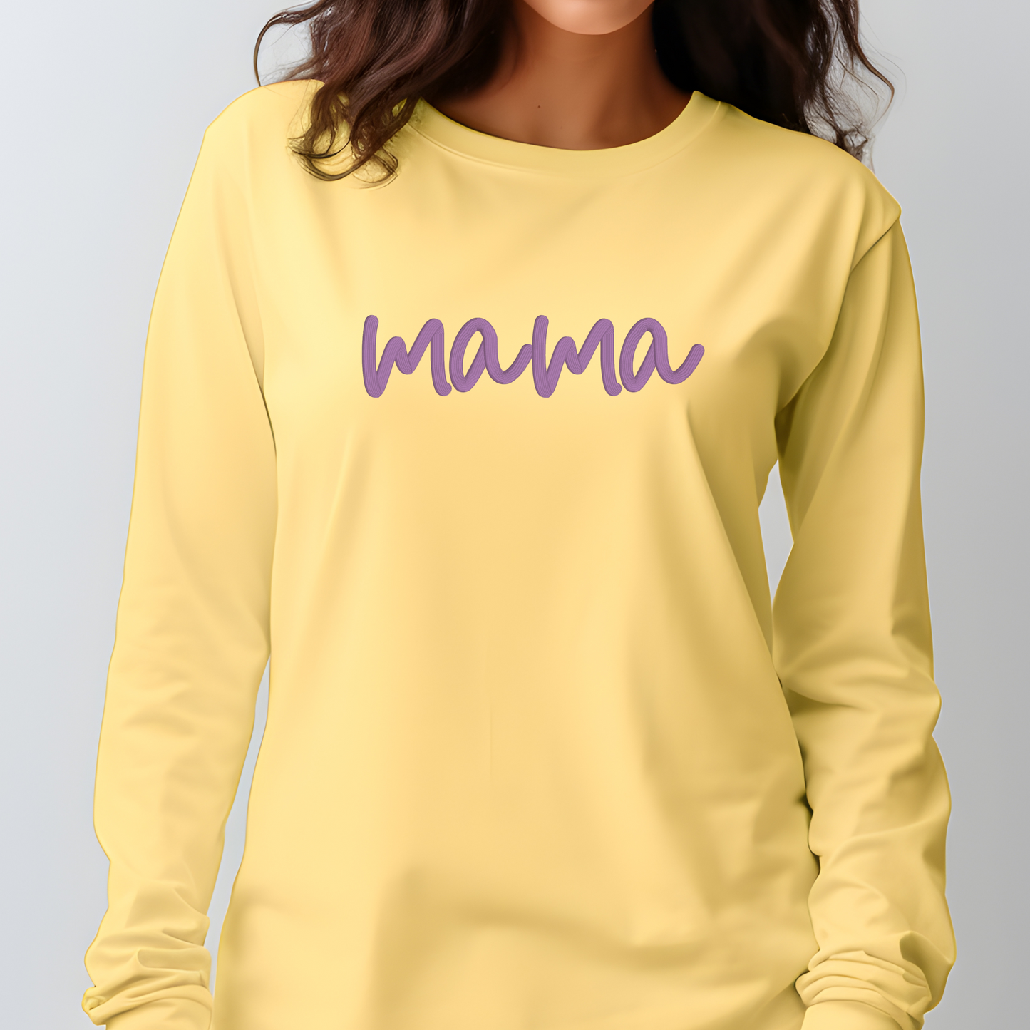 Mama 3D Embroidered Comfort Colour Long Sleeve Shirt