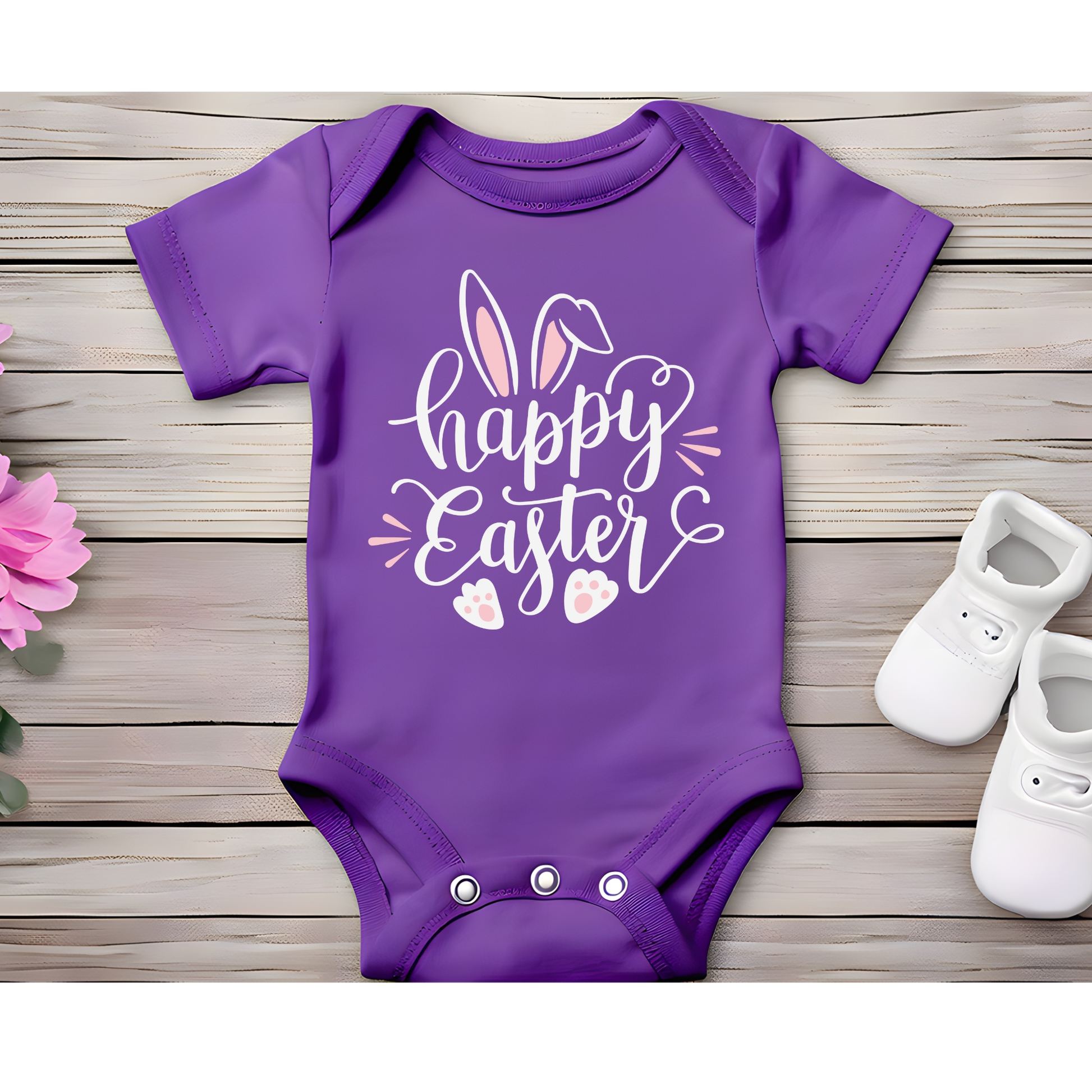 Customizable baby onesie for pregnancy announcement with personalized text and design. Made of