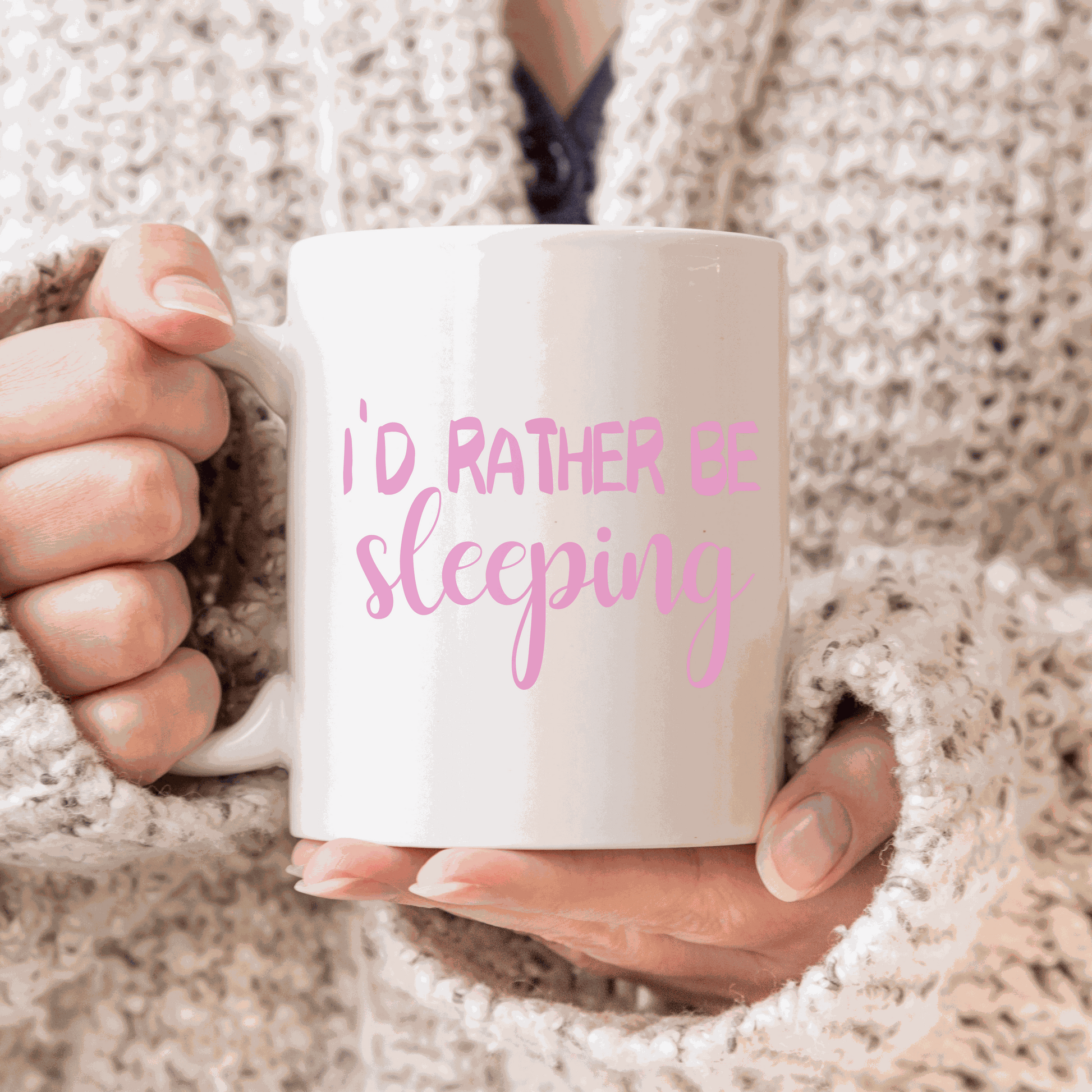 I'd Rather Be Sleeping Ceramic Mug, customizable, 15 oz, white and glossy.