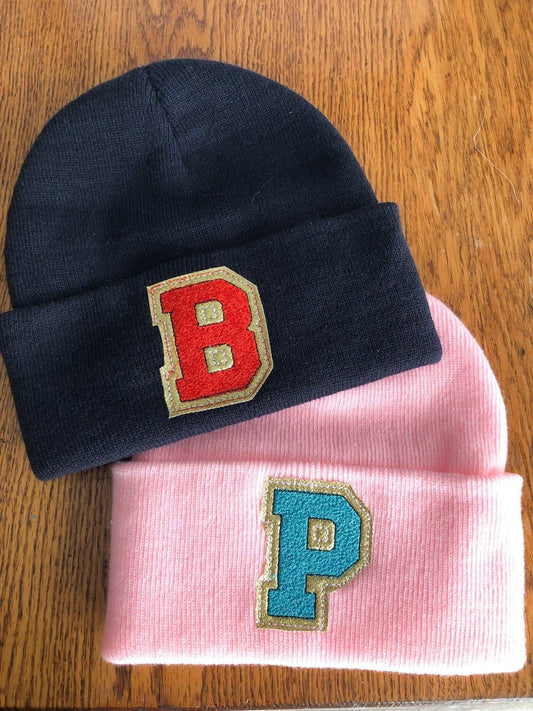 Embroidered Letter Patch Beanie | Personalized Beanie