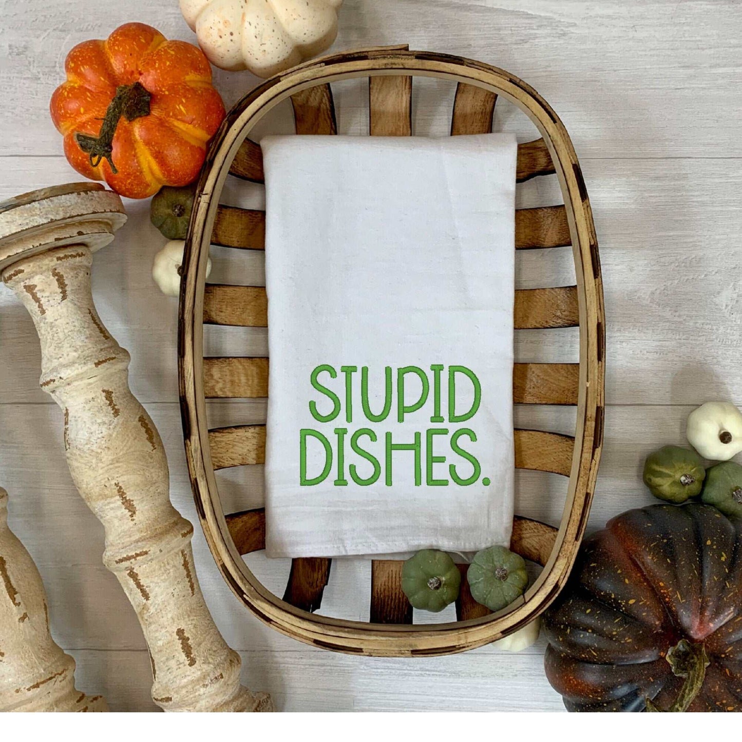 Stupid Dishes Embroidered Towel | Chef's Kitchen Accessory