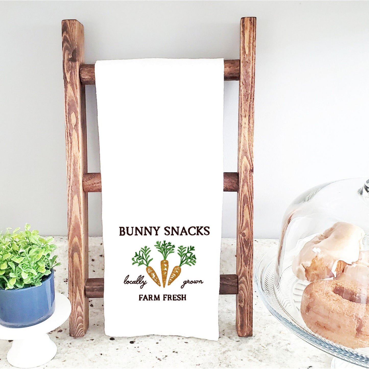 Bunny Snacks Cotton Tea towel for Easter