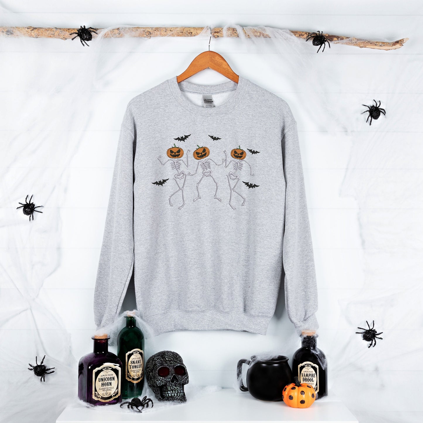 Dancing Skeleton Pumpkin Face Sweatshirt