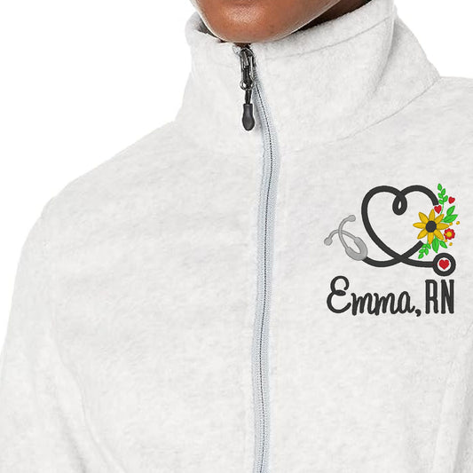 Custom Nurse Full Zip Sweatshirt Embroidered