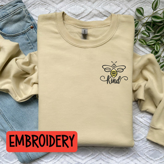 Bumble Bee Be Kind Embroidered Sweatshirt