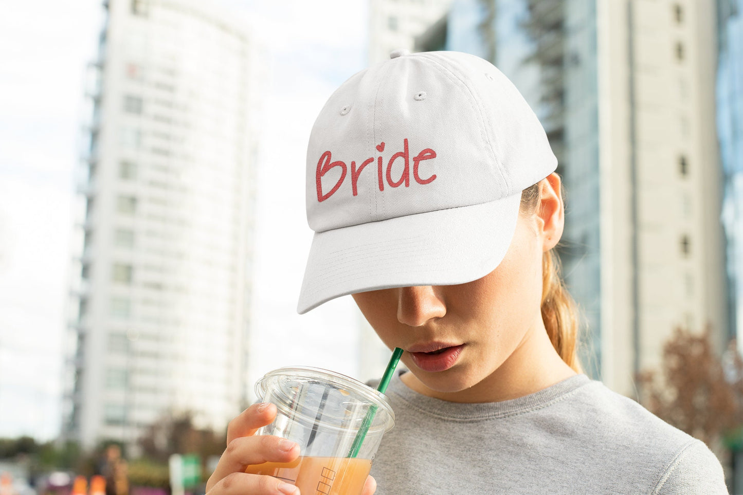 Personalize bride baseball cap Custom wedding party hat with monogram Bride-to-be gift idea Bride and bridesmaid matching cap Wedding attire