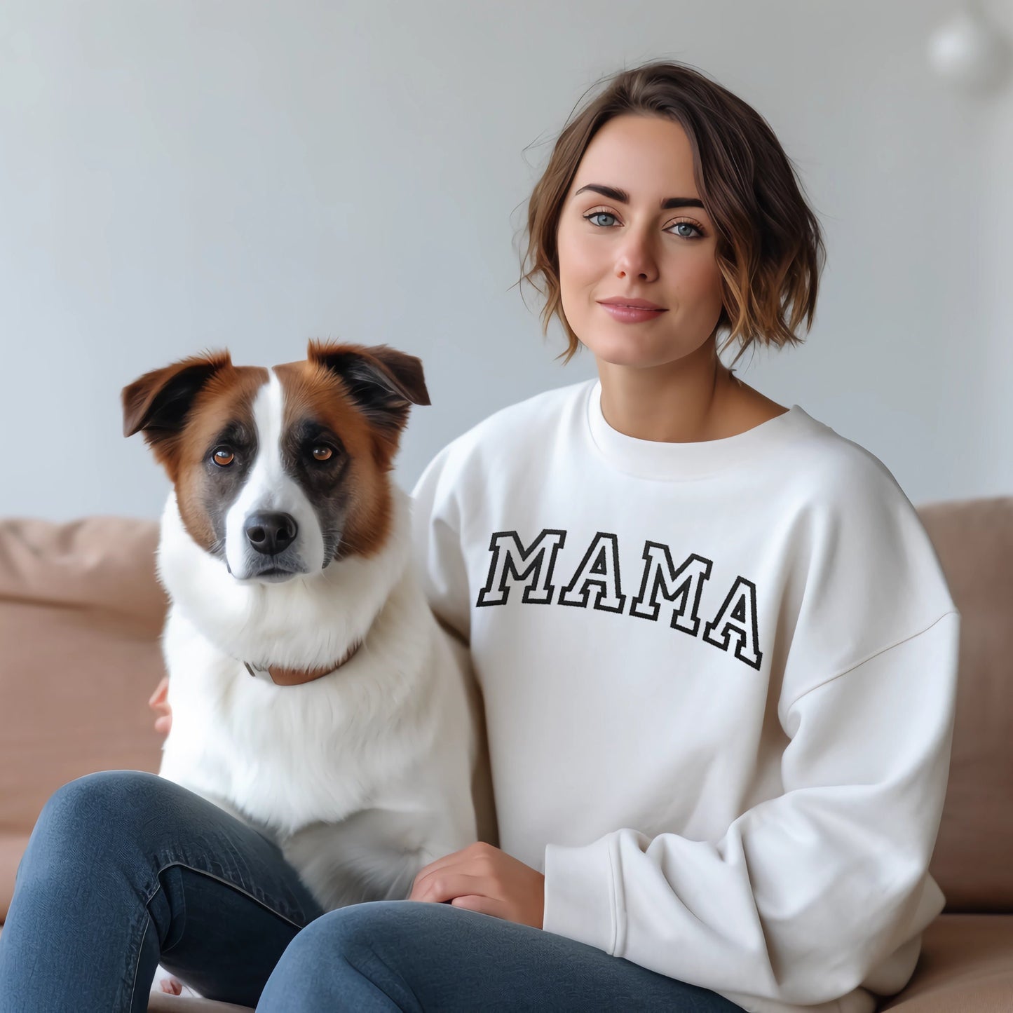 Dog Mama Embroidered Sweatshirt Custom