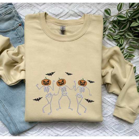 Dancing Skeleton Pumpkin Face Sweatshirt