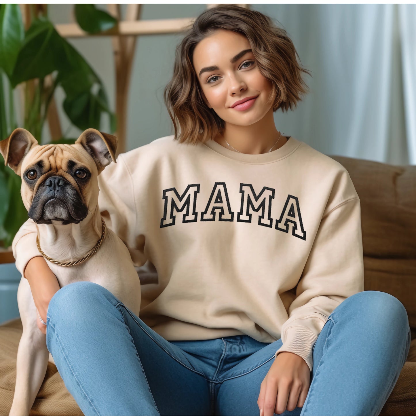 Dog Mama Embroidered Sweatshirt Custom