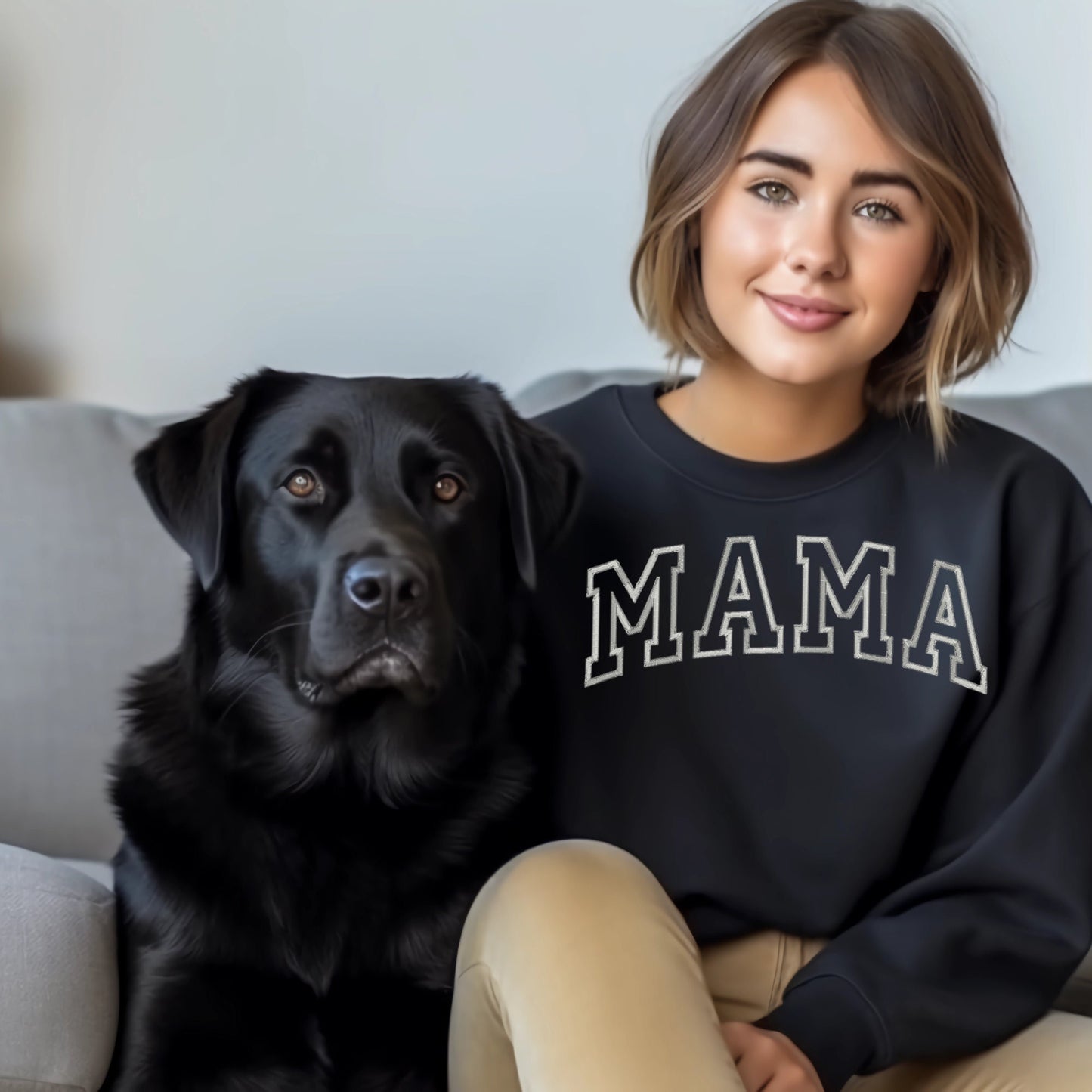 Dog Mama Embroidered Sweatshirt Custom