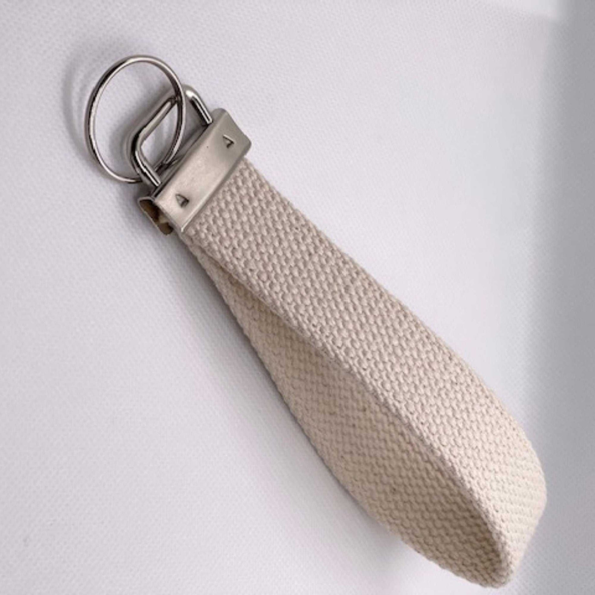 personalized canvas keychain wristlet with metal hardware