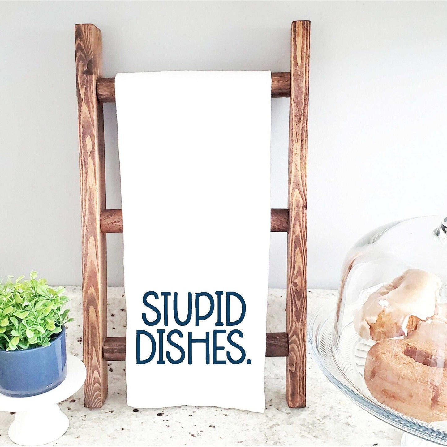 Stupid Dishes Embroidered Towel | Chef's Kitchen Accessory