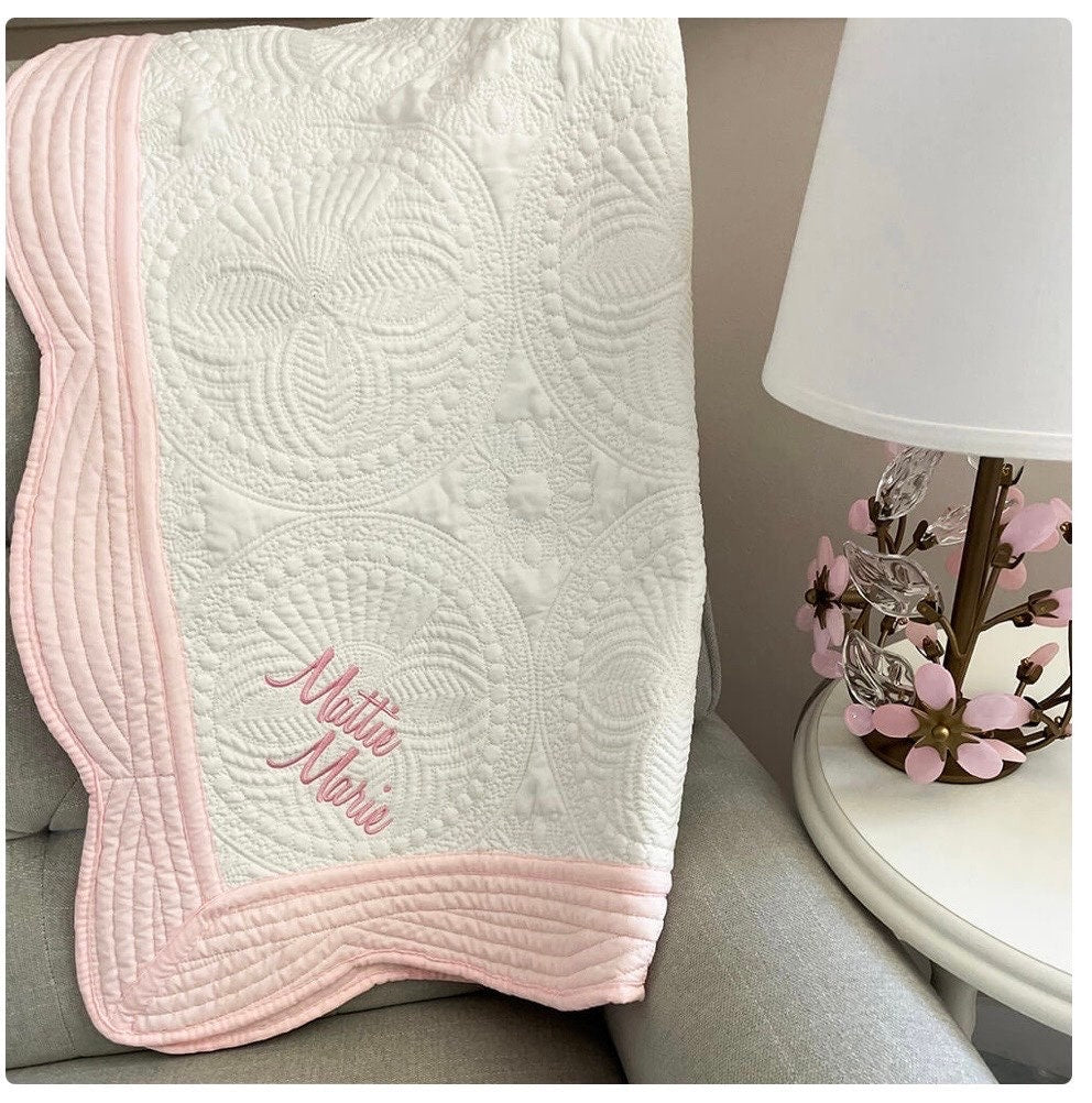 Baby Toddlers Lightweight Blanket Embroidered Quilt