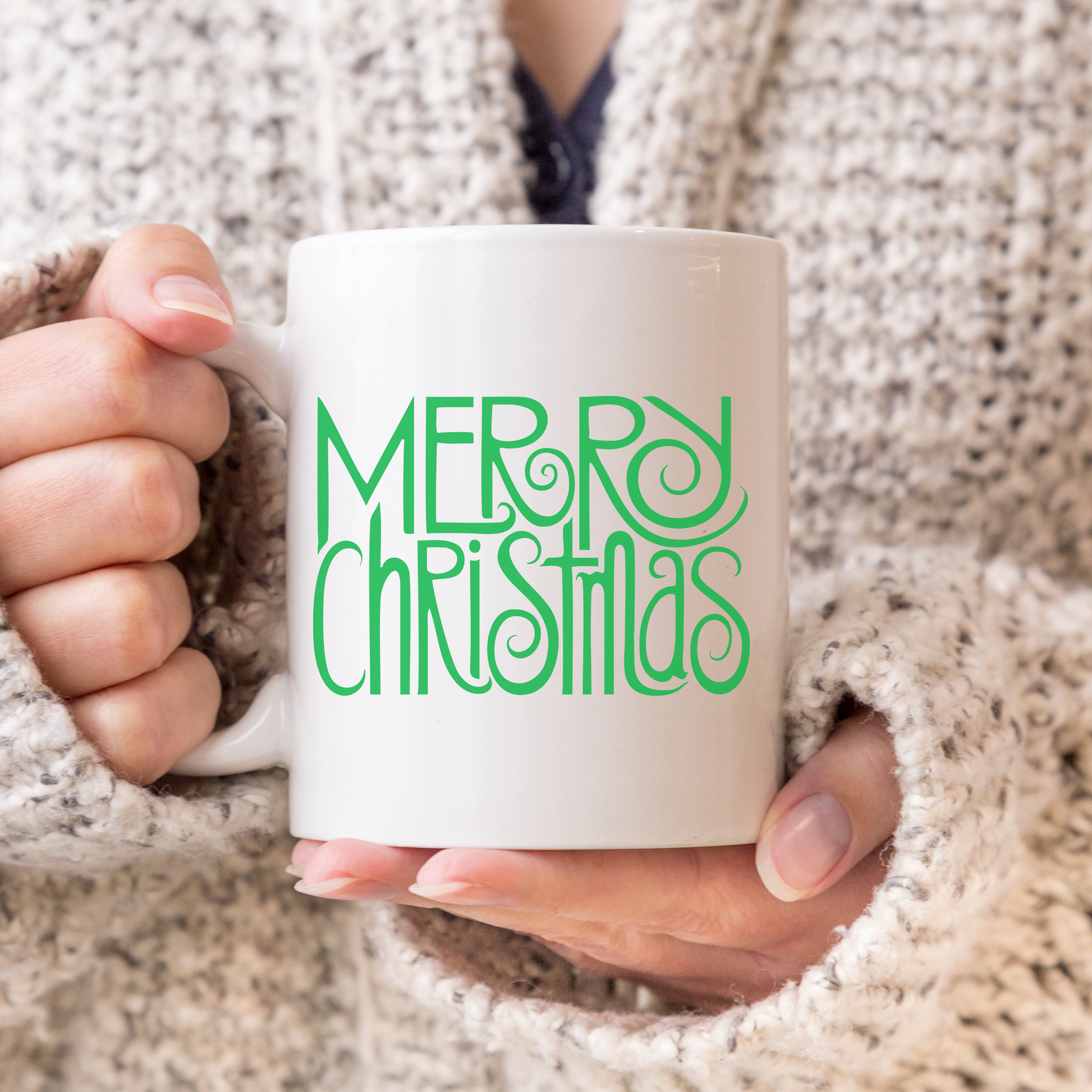 merry christmas mug - green