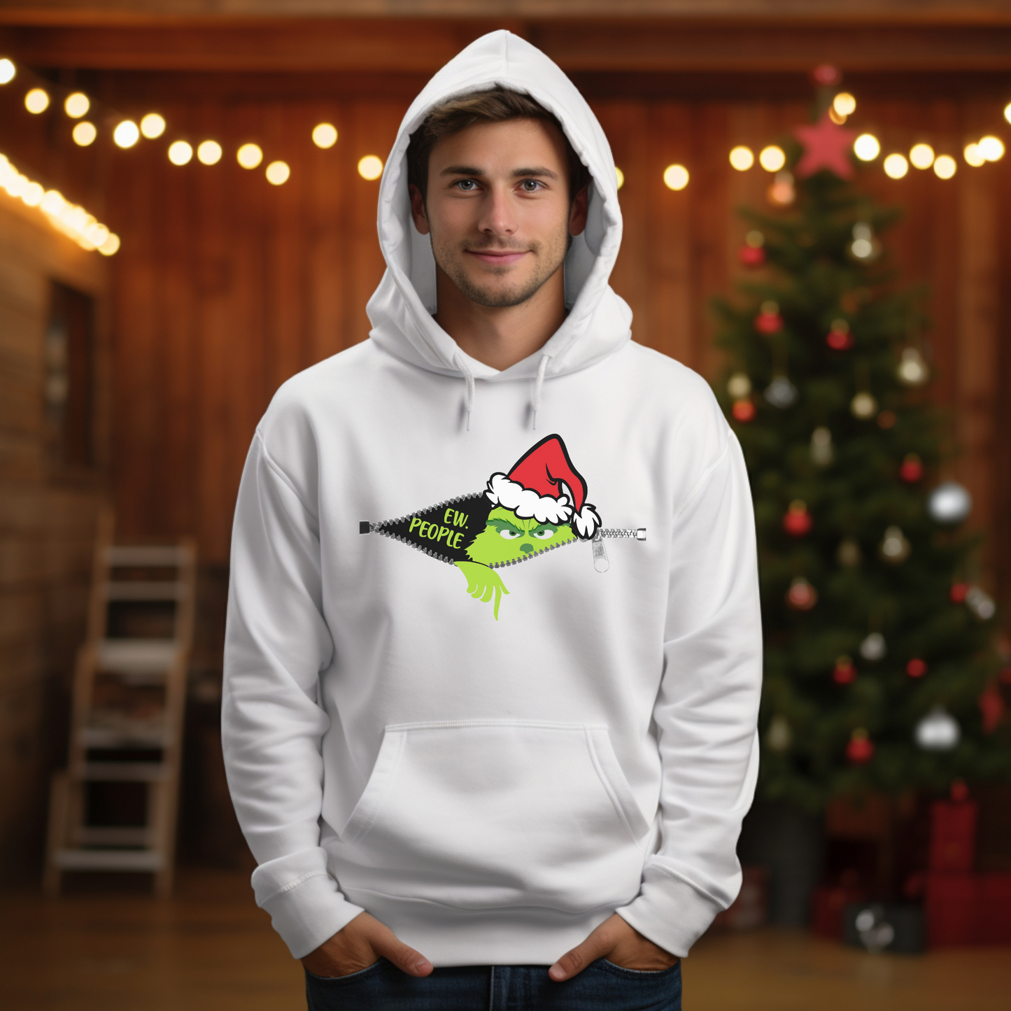 Grinch in Zipper Sweater - White