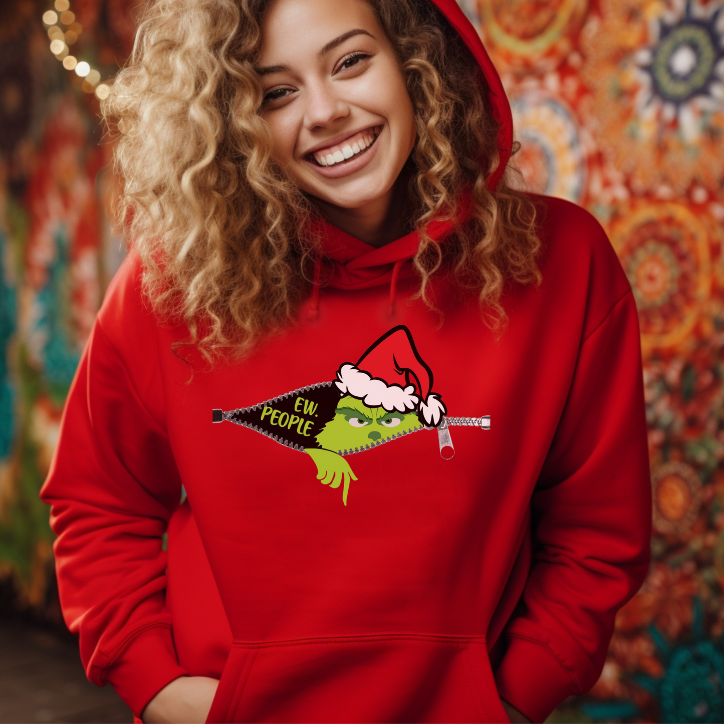 Grinch in Zipper Sweatshirt - Red