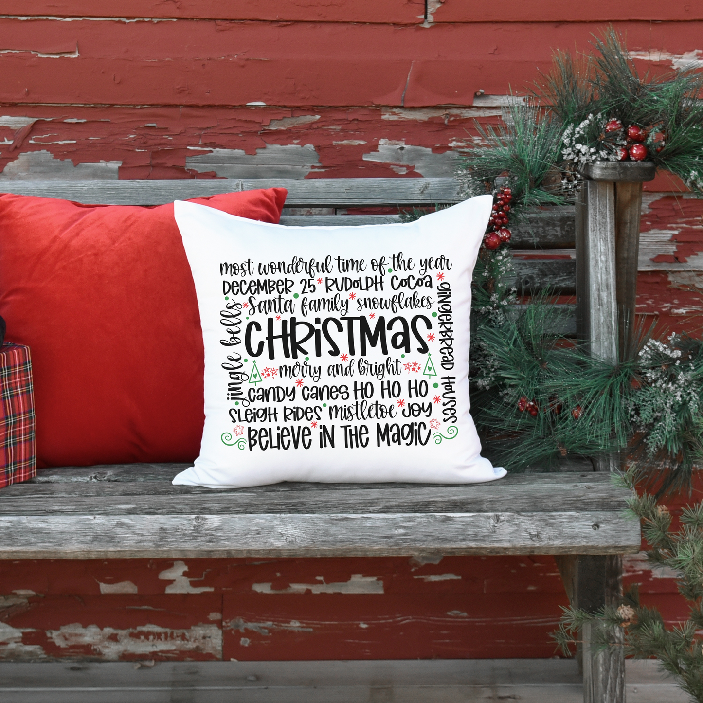 christmas subway art pillow