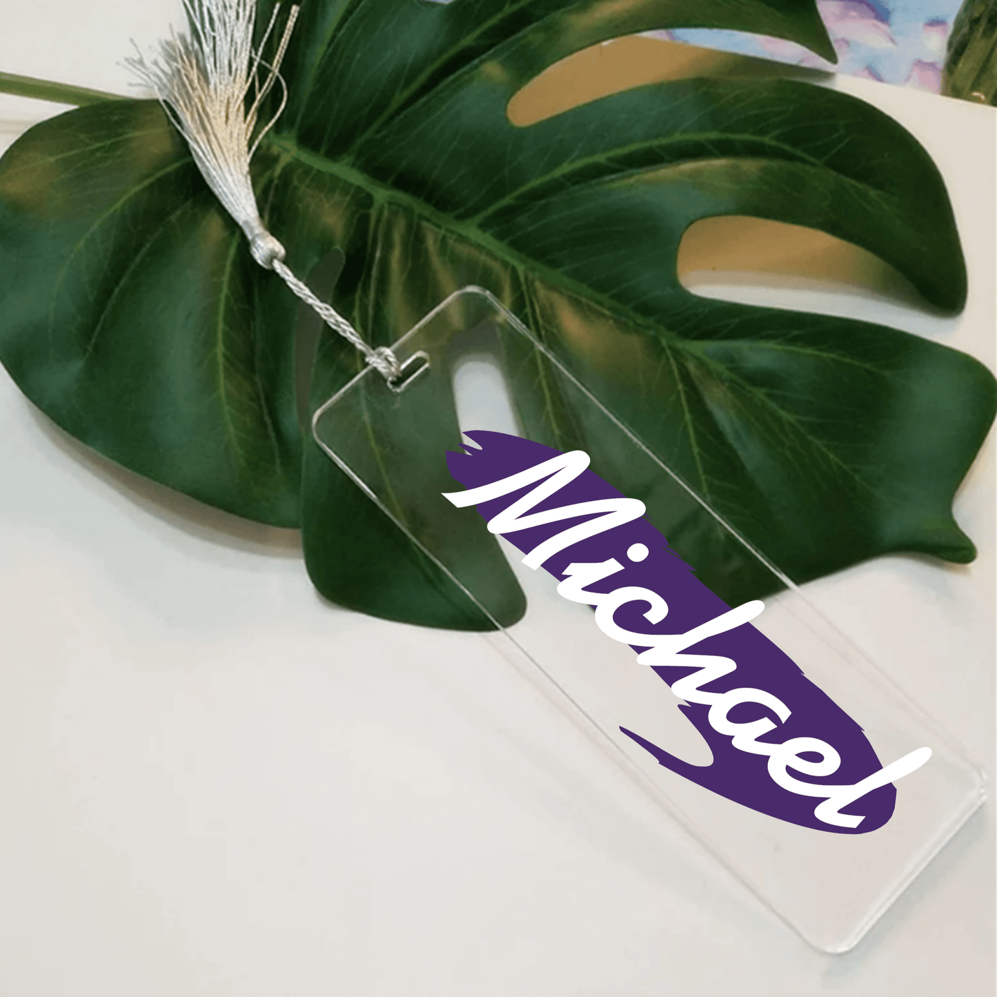 Purple LadyBug Decor Accessories Custom Name Acrylic Bookmark