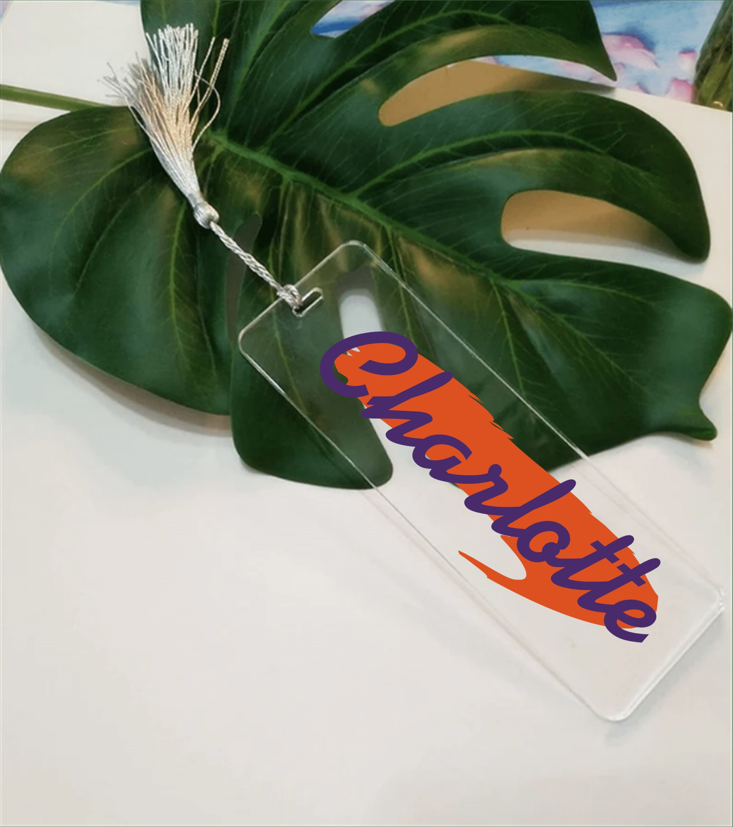 Purple LadyBug Decor Accessories Custom Name Acrylic Bookmark