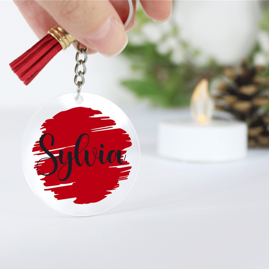 Purple LadyBug Decor Accessories Custom Round Acrylic Keychain with Name