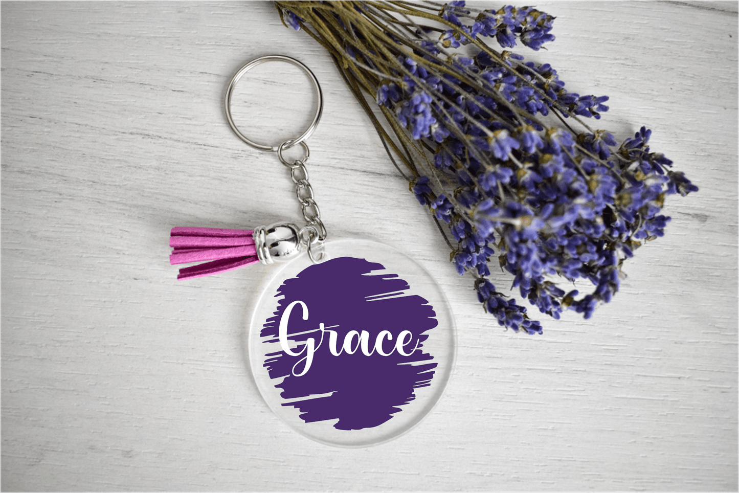 Purple LadyBug Decor Accessories Custom Round Acrylic Keychain with Name