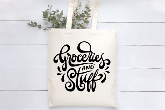 groceries and stuff cotton tote bag