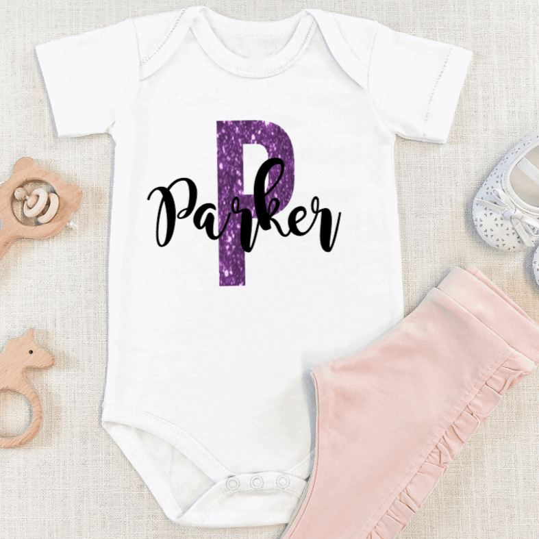 baby girl bodysuit with name & initial