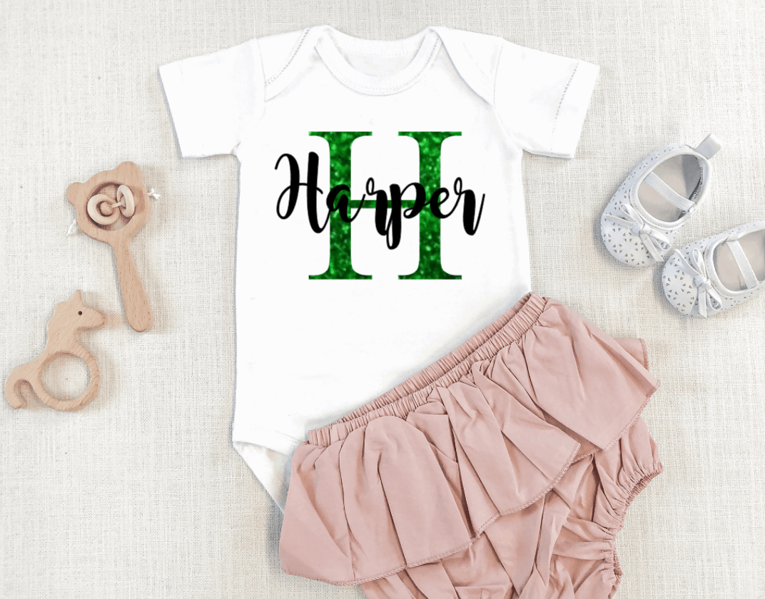 baby girl bodysuit with name & initial