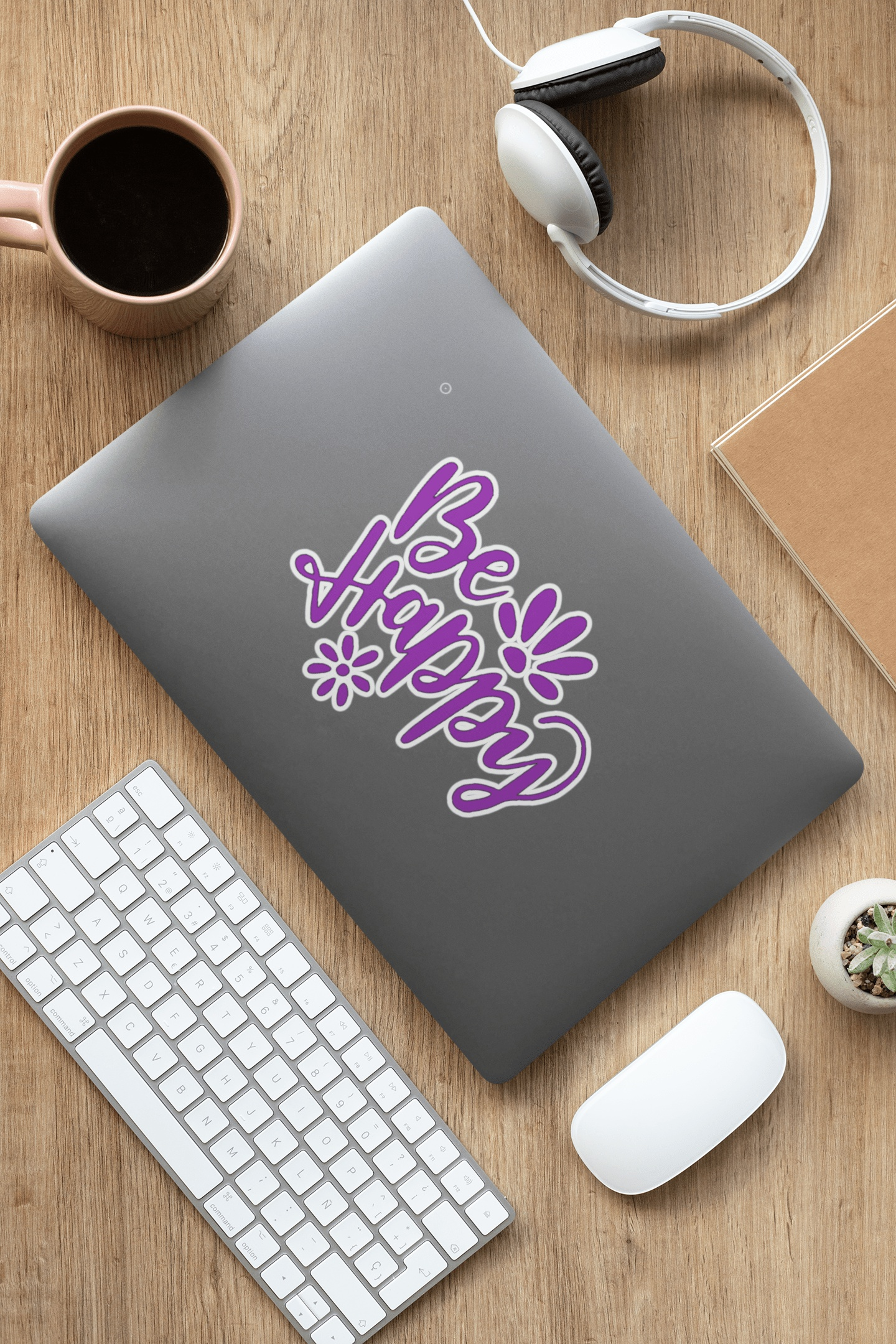 Purple LadyBug Decor Decal Be Happy Vinyl Sticker Decal