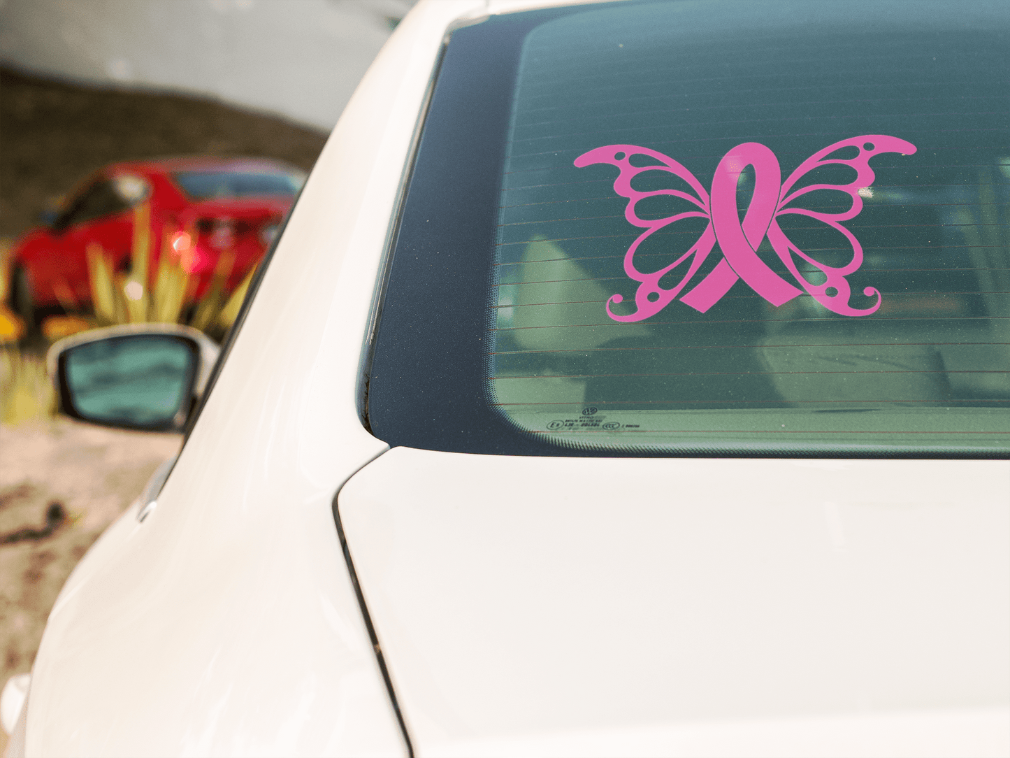 Purple LadyBug Decor Decal Butterfly Cancer Car Sticker