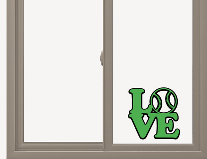 Love Baseball Vinyl Decal on Window, High-Quality Outdoor Sticker