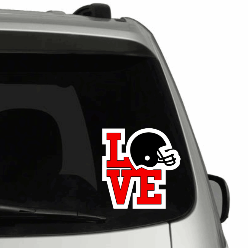 Purple LadyBug Decor Decal Love Football with Helmet Vinyl Car Decal