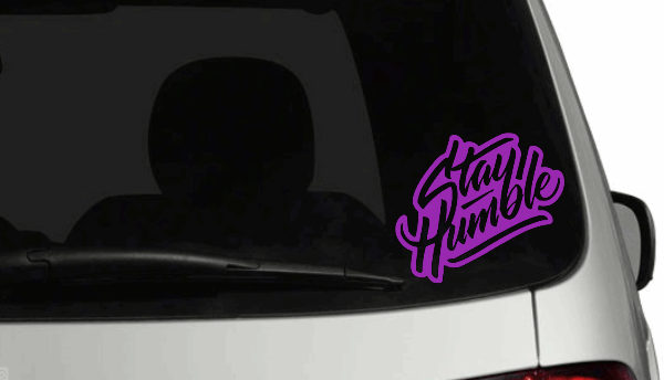 Purple LadyBug Decor Decal Stay Humble Personalized Car Decal - Coloured Background