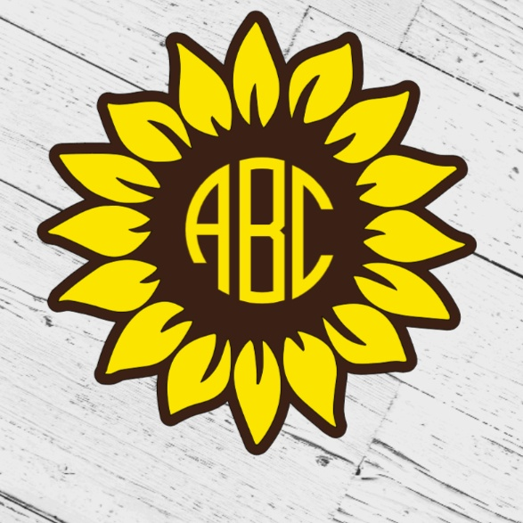 Purple LadyBug Decor Decal Sunflower Vinyl Monogram Decal