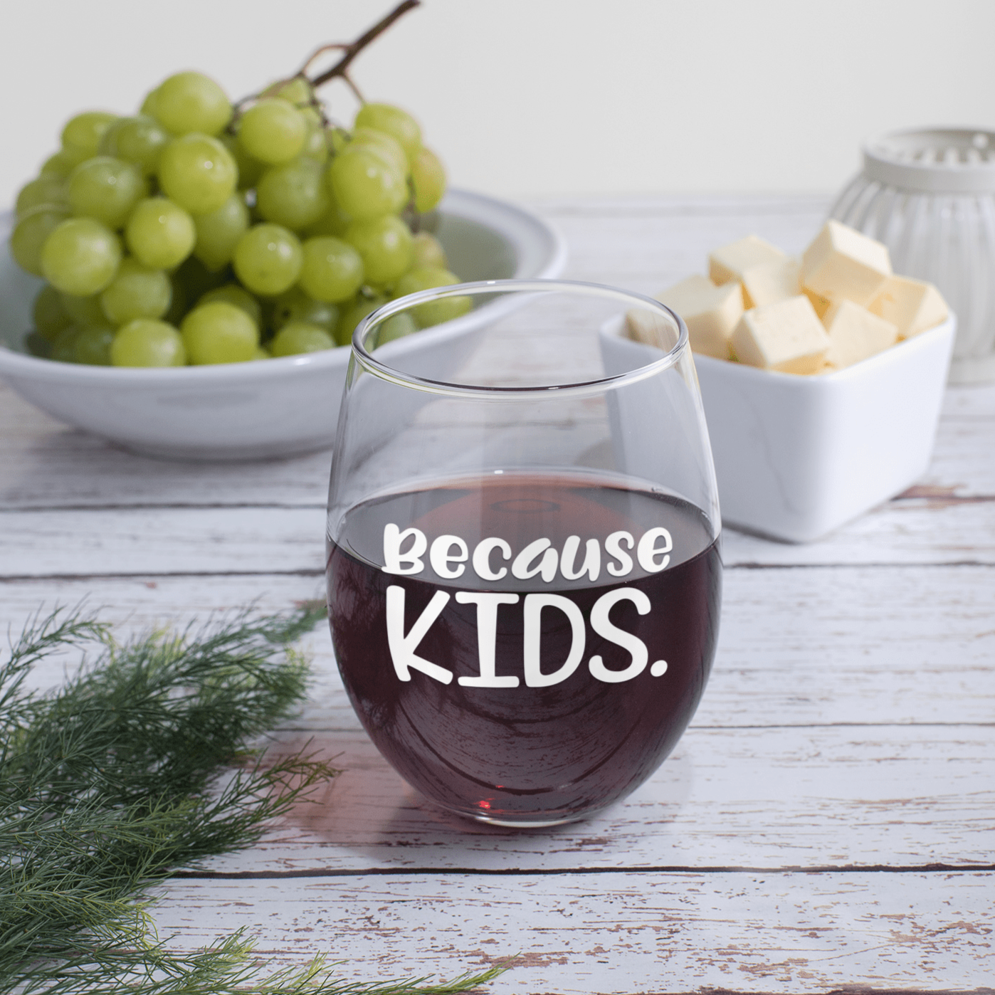 Purple LadyBug Decor Glasses Because Kids-  Funny Customized Stemless Wine Glass