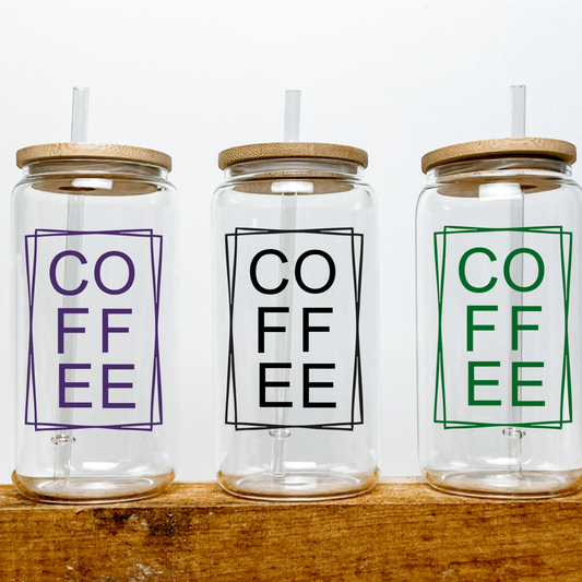 Purple LadyBug Decor Glasses Coffee Glass Cup with Bamboo Lid and Straw