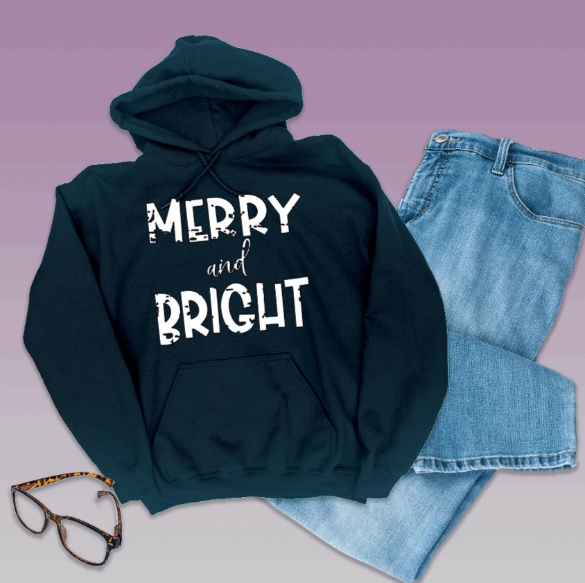 Purple LadyBug Decor Hoodie Merry & Bright Grunge Christmas Hoodie