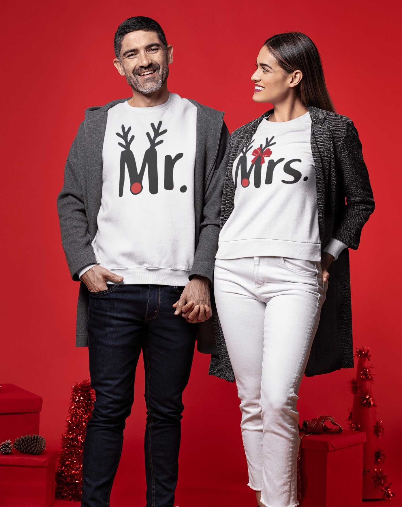 Purple LadyBug Decor Hoodie Mr and Mrs Christmas Sweatshirt | Unisex Sweatshirt