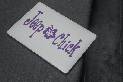 Jeep Chick Vinyl Decal on laptop covering