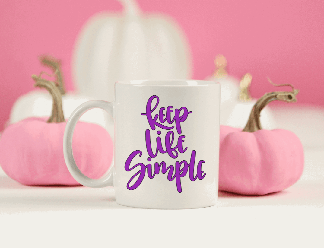 Purple LadyBug Decor Mug Coffee Mug - Keep Life Simple Inspirational Mug