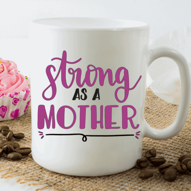 Purple LadyBug Decor Mug Funny Strong as a Mother  Ceramic Coffee Mug